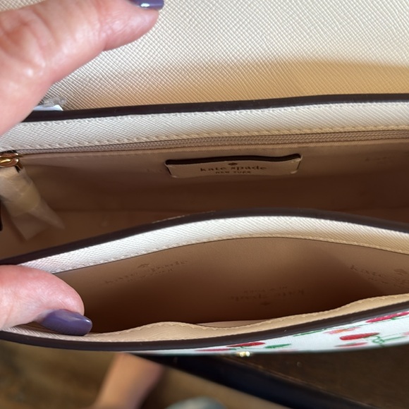 NWT Kate Spade Cream Strawberry Floral Saddle Bag Crossbody Bag - Picture 5 of 7